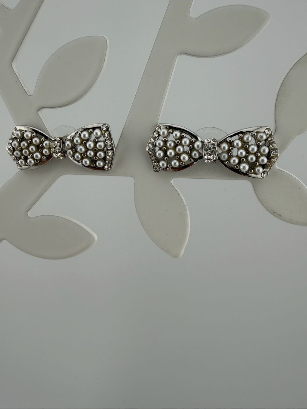 Pearl & Crystal Bow Stud Earrings